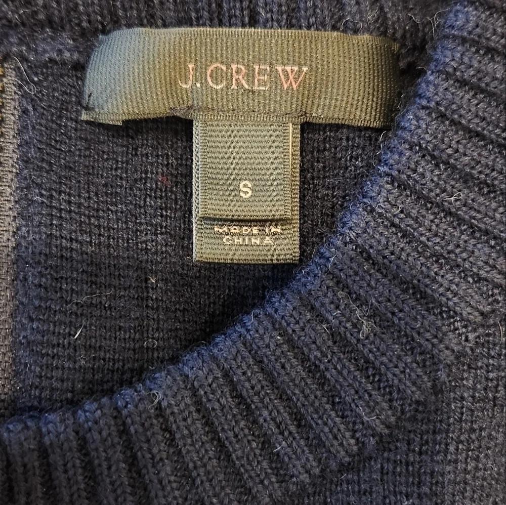 J.Crew Wool Back-Zip Dark Blue Sweater